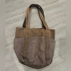 Thirty-One Grey and White Polka Dot Tote Bag